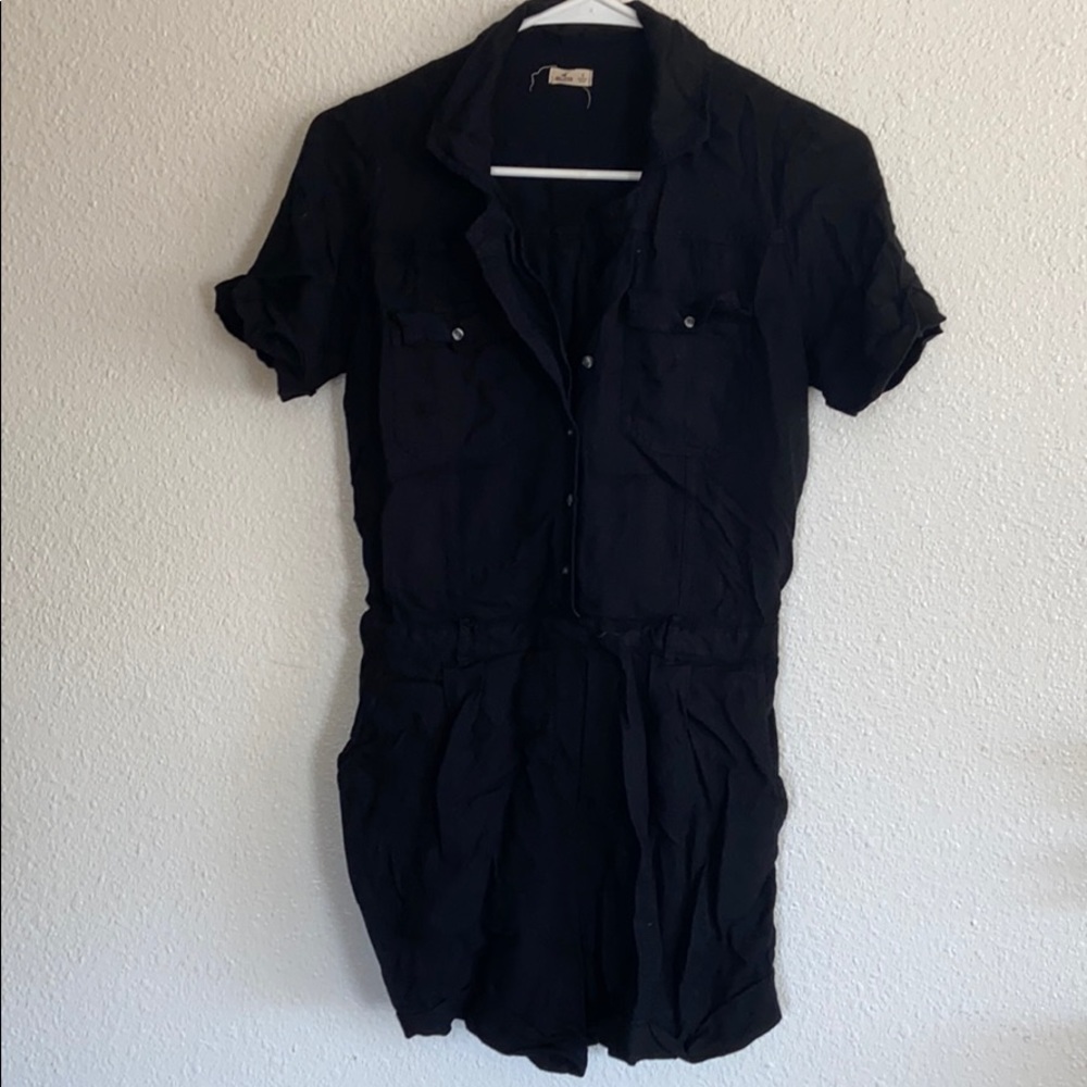 Black cheeky button down Hollister romper